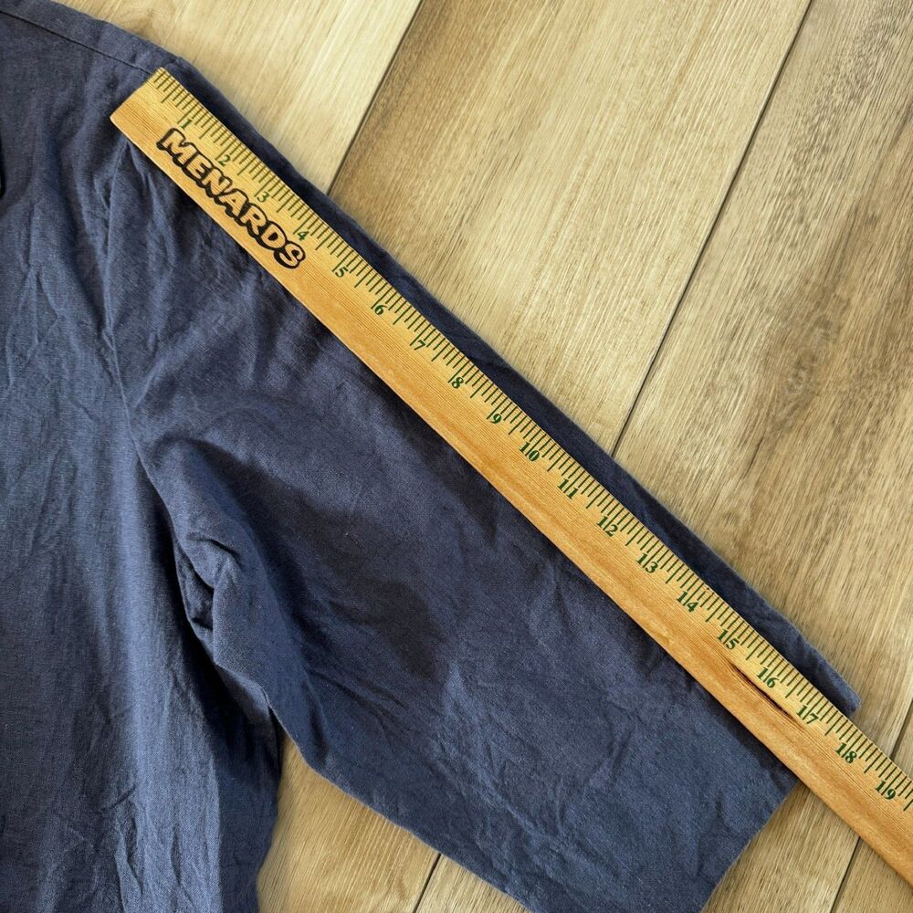 Blair XL Linen Cotton Dusty Blue Button Front Short Sleeve Top Beach Casual - Picture 14 of 15